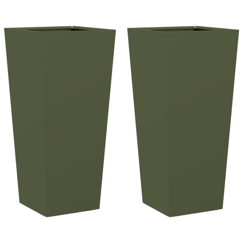 Vidaxl Planters 2 ST 35x35x75 cm en acier vert olive