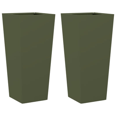 Vidaxl Planters 2 ST 35x35x75 cm en acier vert olive