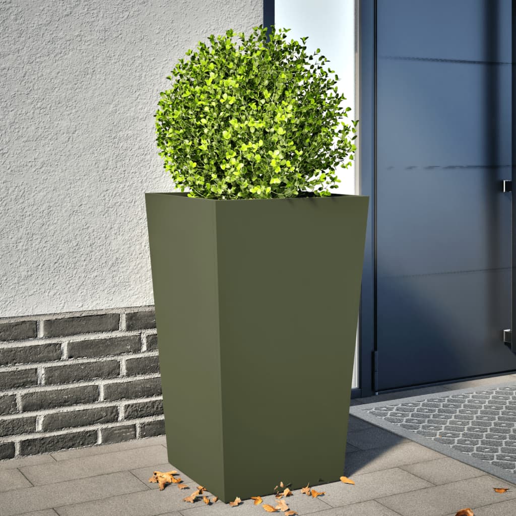 Boîte de planification Vidaxl 45x45x75 cm en acier vert olive