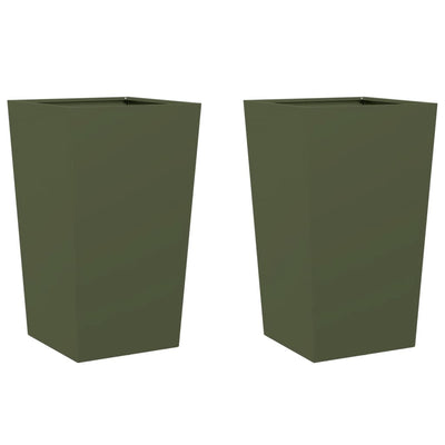 Vidaxl Planters 2 St 45x45x75 cm en acier vert olive
