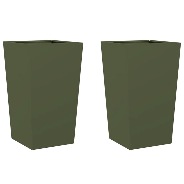 Vidaxl Planters 2 St 45x45x75 cm en acier vert olive