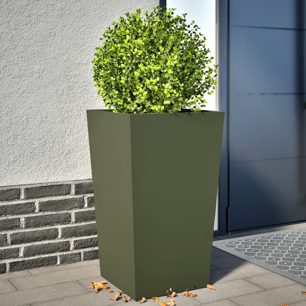 Vidaxl Planters 2 St 45x45x75 cm en acier vert olive