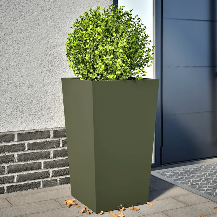 Vidaxl Planters 2 St 45x45x75 cm en acier vert olive