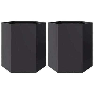 Vidaxl Planters 2 St Hexagon 46x40x45 cm en acier noir