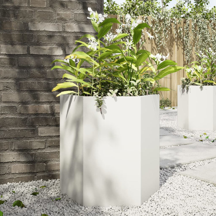 Vidaxl plannet hexagon 46x40x45 cm en acier blanc