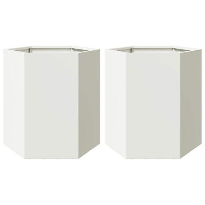 Vidaxl Planters 2 St Hexagon 46x40x45 cm en acier blanc