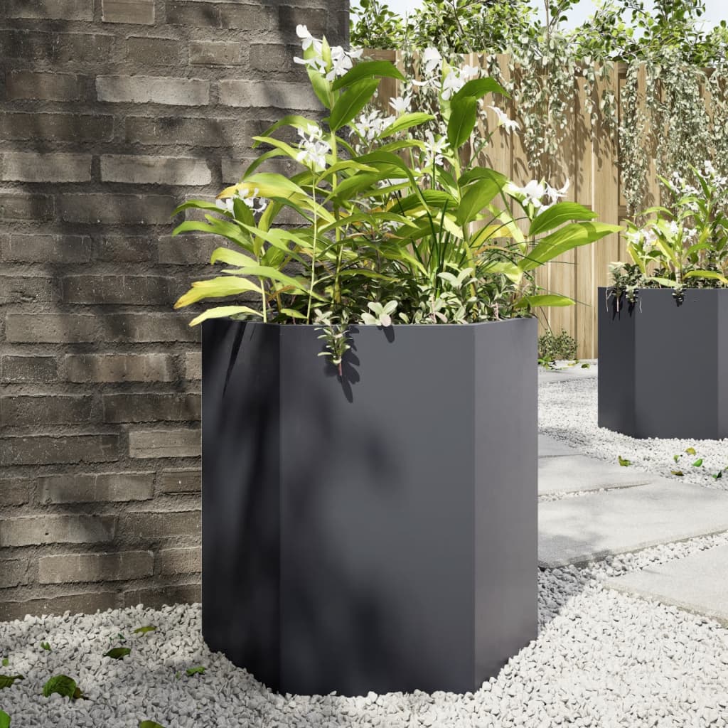 Vidaxl plannet hexagon 46x40x45 cm anthracite en acier -colore