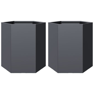 Vidaxl Planters 2 St Hexagon 46x40x45 cm Anthracite en acier -colore