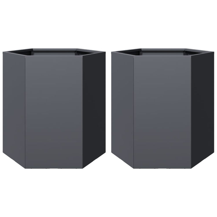 Vidaxl Planters 2 St Hexagon 46x40x45 cm Anthracite en acier -colore