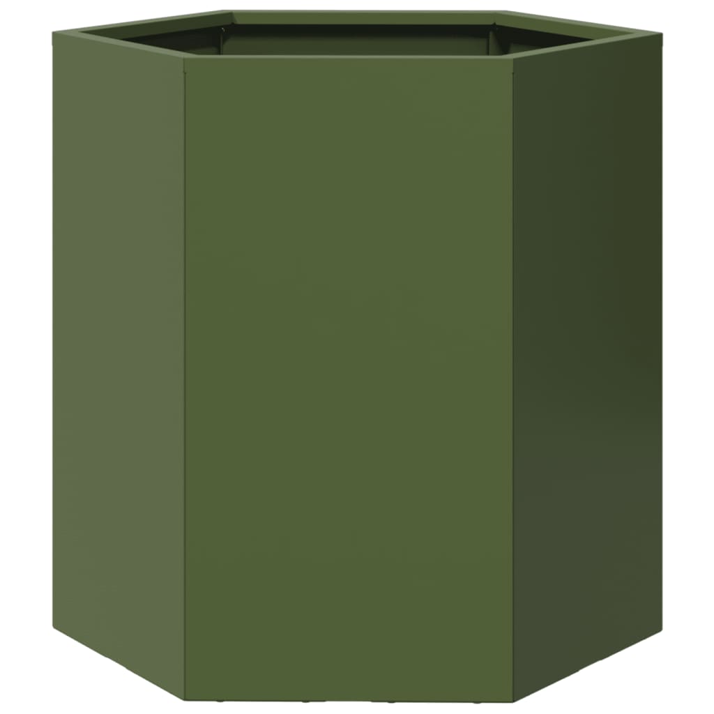 Vidaxl plannet hexagon 46x40x45 cm en acier olive vert