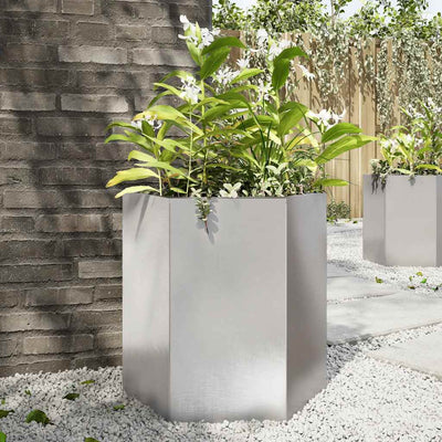 Vidaxl plannet hexagon 46x40x45 cm en acier inoxydable