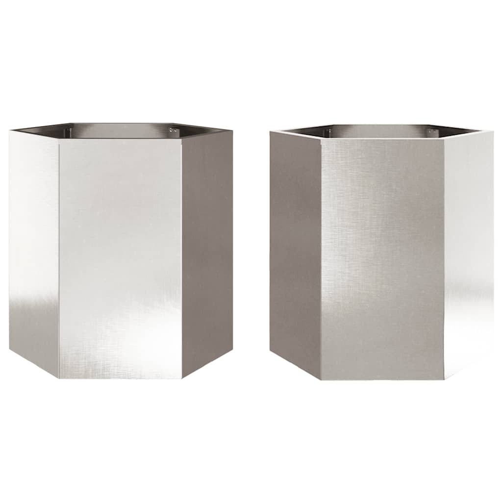 Vidaxl Planters 2 St Hexagon 46x40x45 cm en acier inoxydable