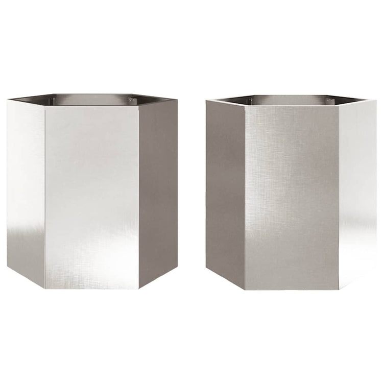 Vidaxl Planters 2 St Hexagon 46x40x45 cm en acier inoxydable