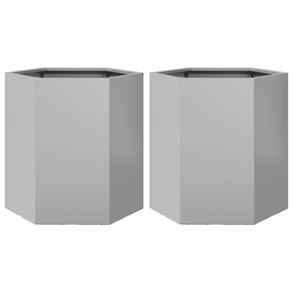Vidaxl Planters 2 St Hexagon 46x40x45 cm en acier galvanisé