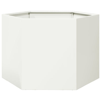 Vidaxl plannet hexagon 69x60x45 cm en acier blanc