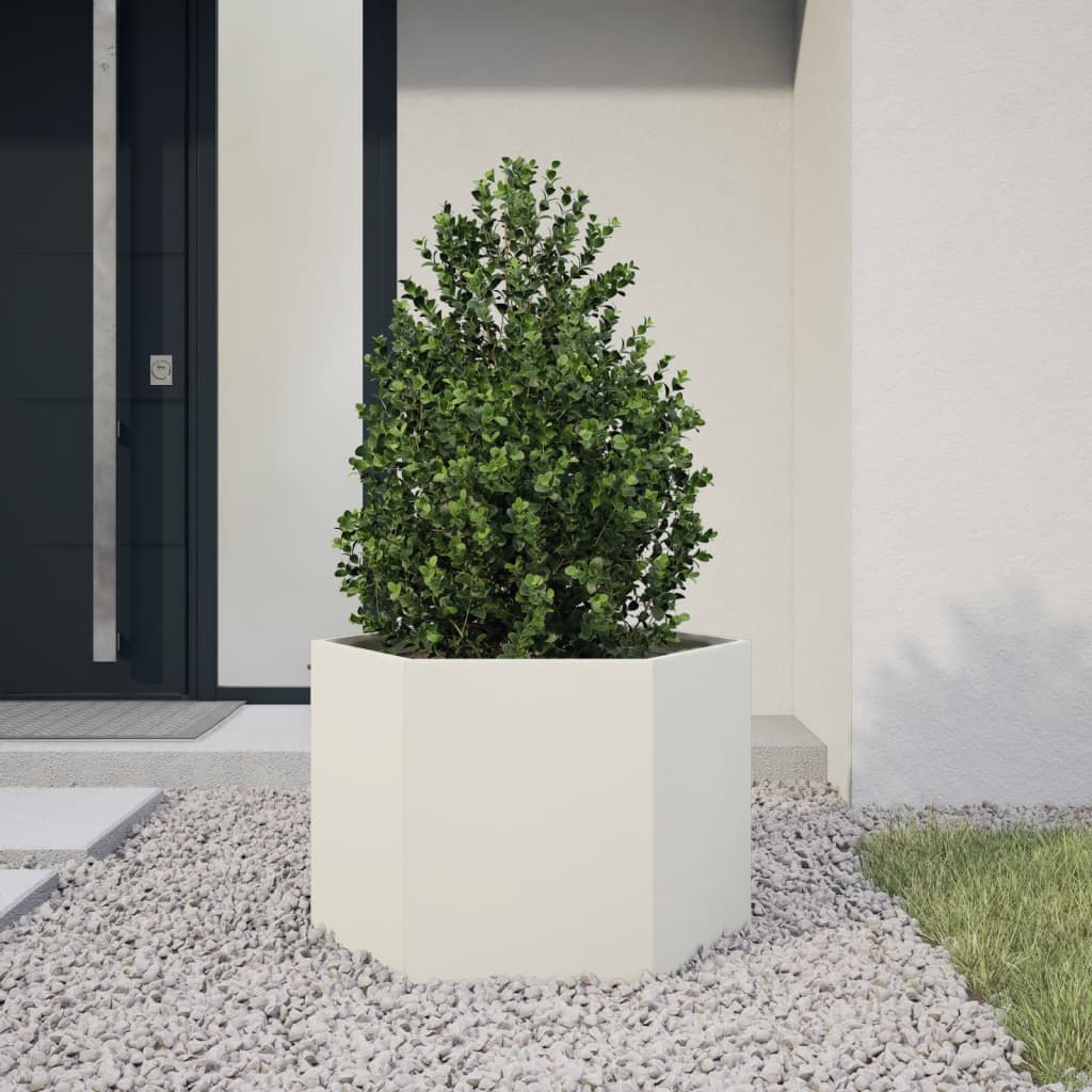 Vidaxl plannet hexagon 69x60x45 cm en acier blanc