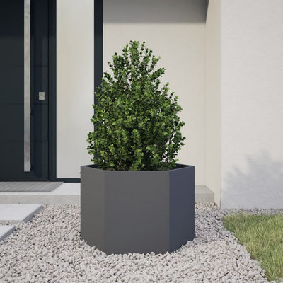 Vidaxl Planter Benket Hexagon 69x60x45 cm Anthracite en acier -colore