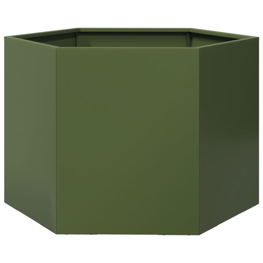 Vidaxl plannet hexagon 69x60x45 cm en acier olive vert