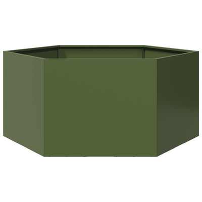 Vidaxl plannet hexagon 104x90x45 cm en acier olive vert
