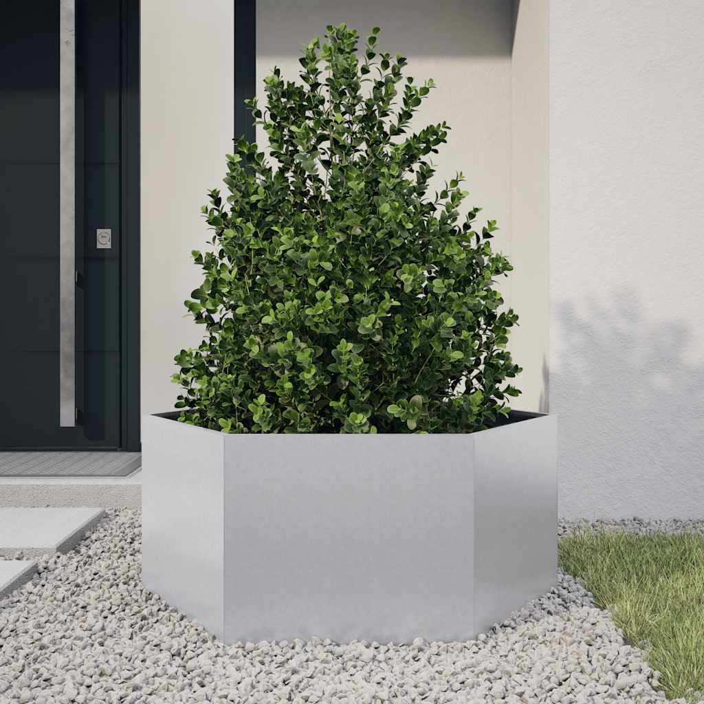 Vidaxl Planter Benket Hexagon 104x90x45 cm en acier galvanisé