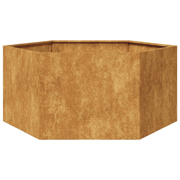 Vidaxl planter big hexhoek 104x90x45 cm acier météorologique
