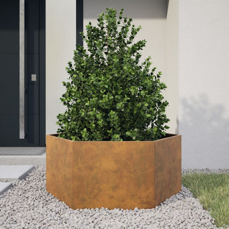Vidaxl planter big hexhoek 104x90x45 cm acier météorologique