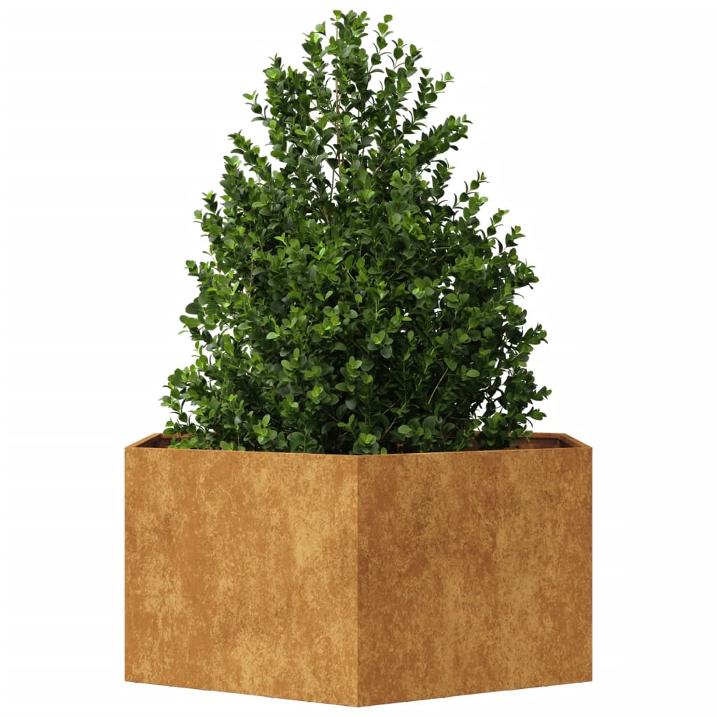 Vidaxl planter big hexhoek 104x90x45 cm acier météorologique