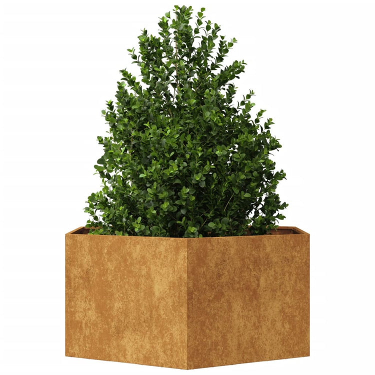 Vidaxl planter big hexhoek 104x90x45 cm acier météorologique