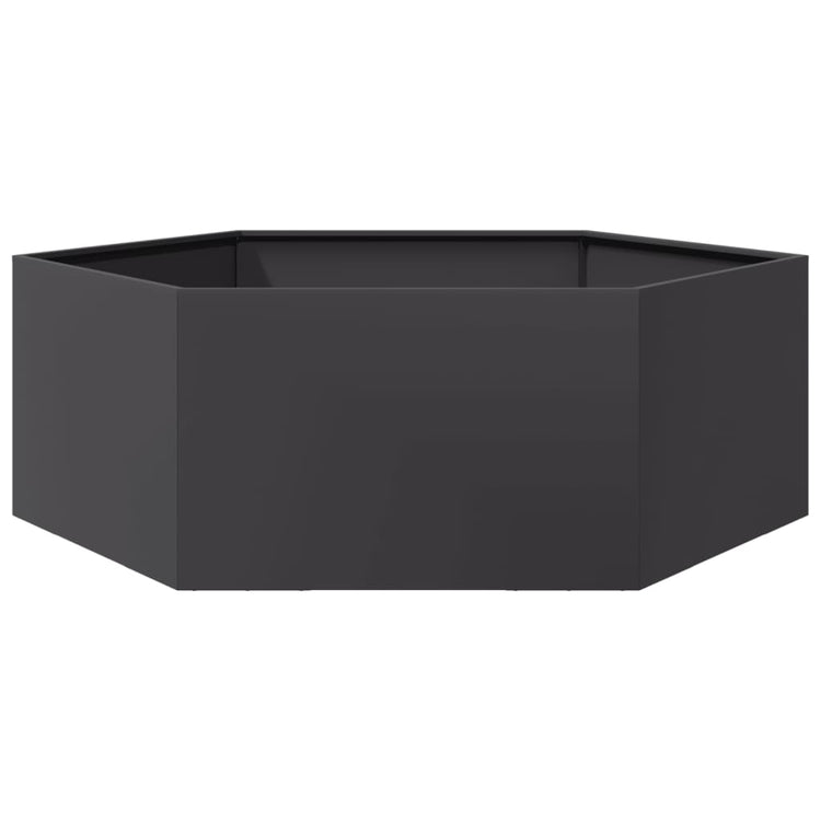 Vidaxl Planter Benket Hexagon 138x120x45 cm en acier noir