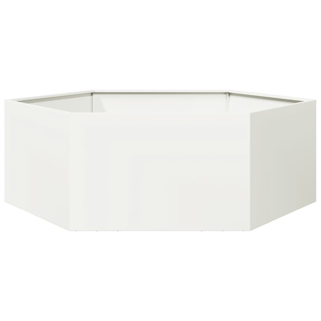 Vidaxl plannet hexagon 138x120x45 cm en acier blanc