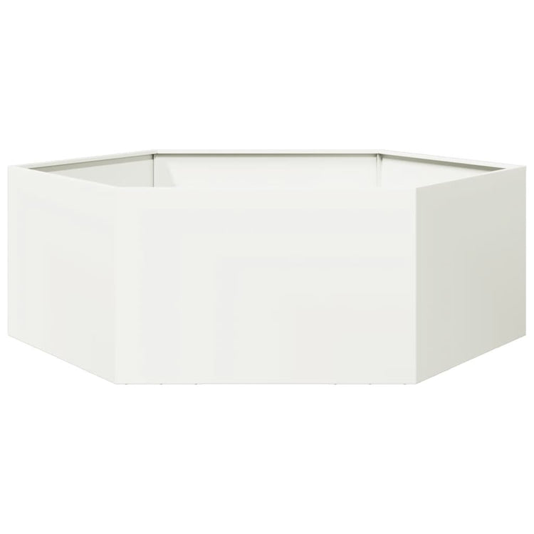 Vidaxl plannet hexagon 138x120x45 cm en acier blanc