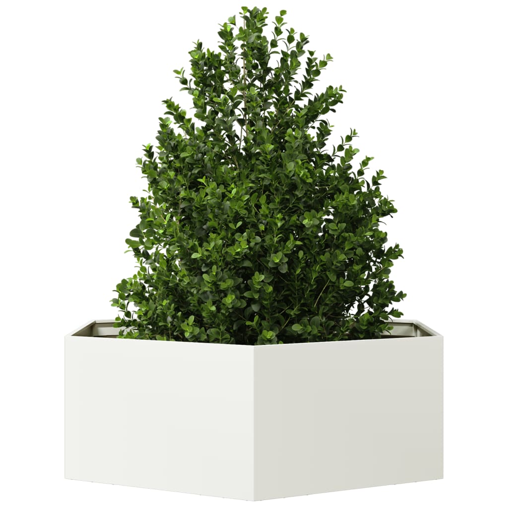 Vidaxl plannet hexagon 138x120x45 cm en acier blanc