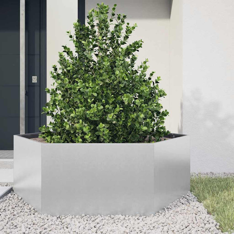 Vidaxl Planter Benket Hexagon 138x120x45 cm en acier galvanisé