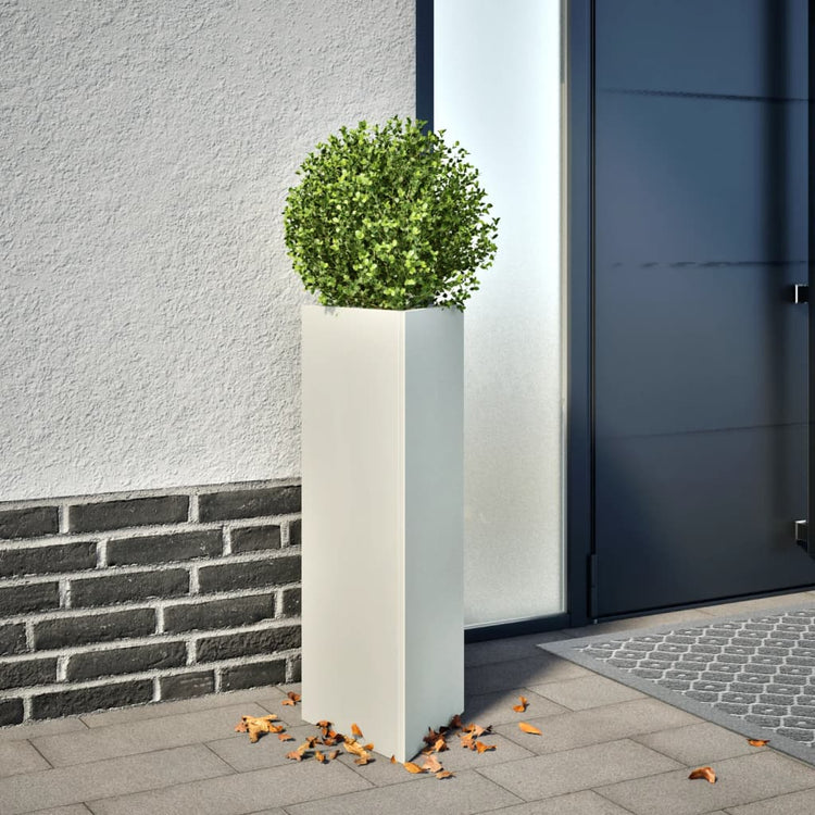 Vidaxl Planters 2 St Triangle 30x26x75 cm en acier blanc