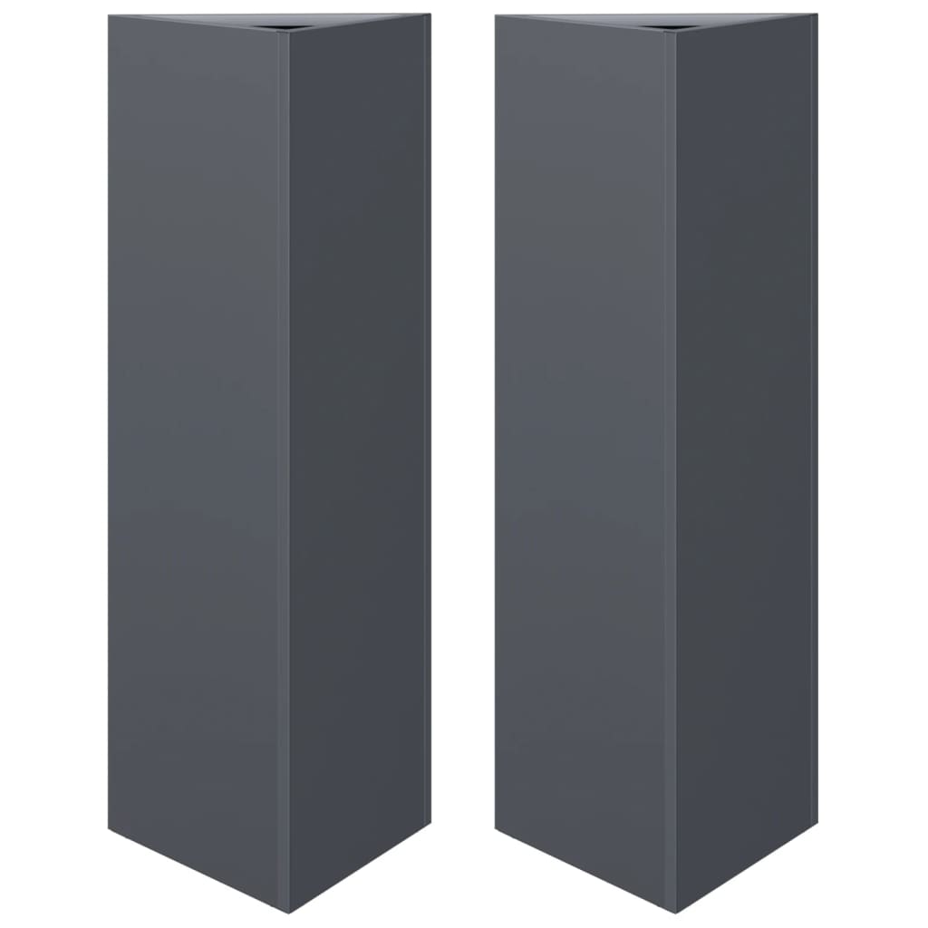 Vidaxl Planters 2 St Triangle 30x26x75 cm Anthracite en acier -colore