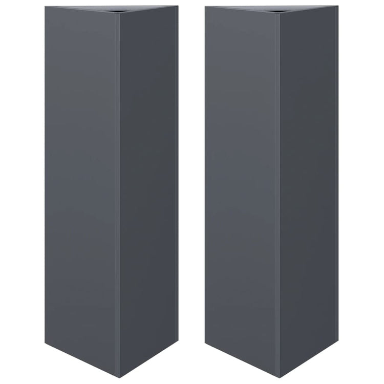 Vidaxl Planters 2 St Triangle 30x26x75 cm Anthracite en acier -colore