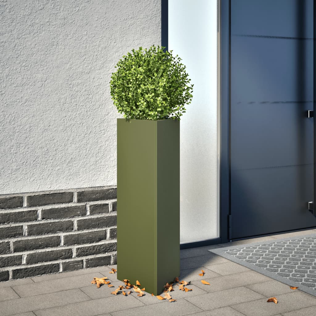 Vidaxl Planter triangle 30x26x75 cm en acier vert olive