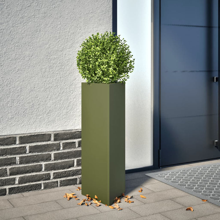 Vidaxl Planter triangle 30x26x75 cm en acier vert olive
