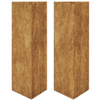 Vidaxl Planters 2 St Triangular 30x26x75 cm Acier météorologique