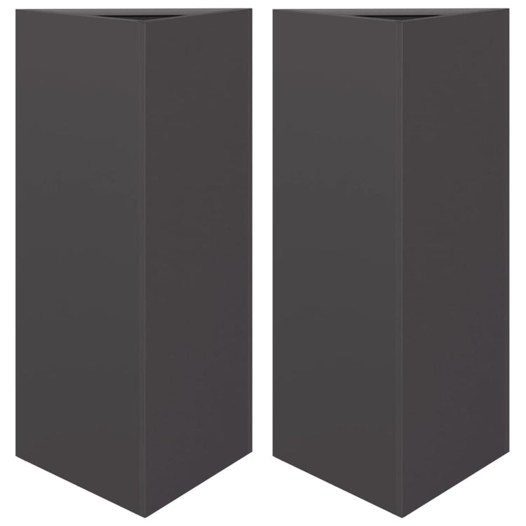 Vidaxl Planters 2 St Triangle 40x34.5x70 cm en acier noir