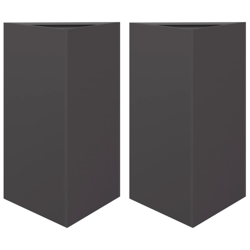 Jardinières vidaxl 2 st triangle 50x43x75 cm en acier noir