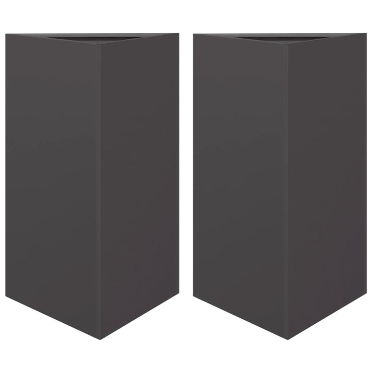 Jardinières vidaxl 2 st triangle 50x43x75 cm en acier noir
