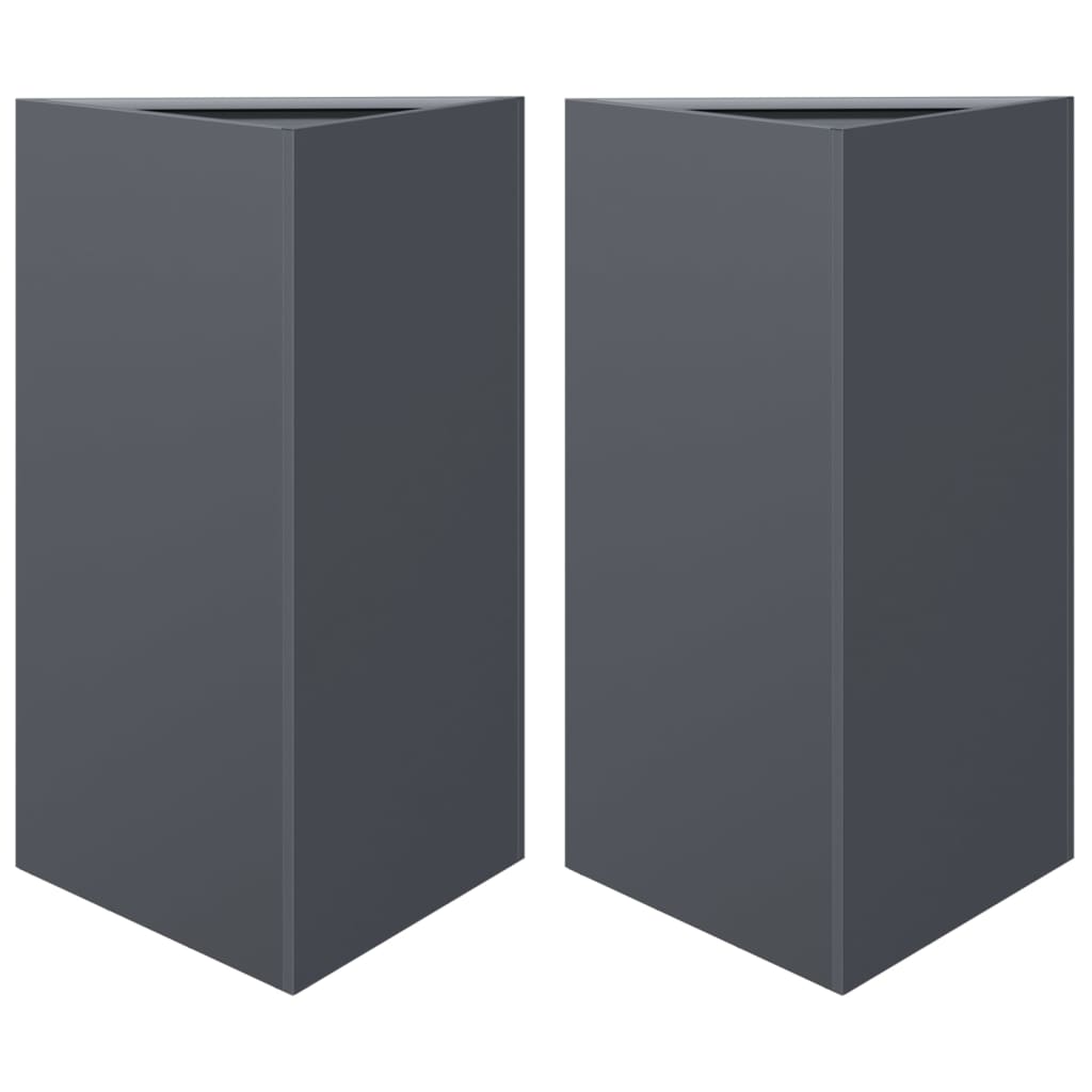 Vidaxl Planters 2 St Triangle 50x43x75 cm Anthracite en acier -colore