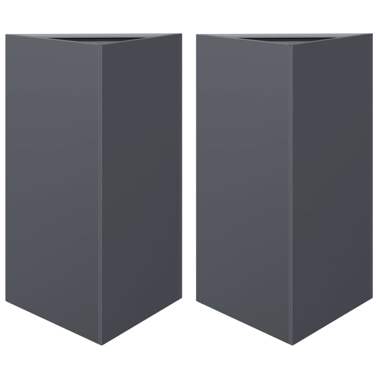 Vidaxl Planters 2 St Triangle 50x43x75 cm Anthracite en acier -colore