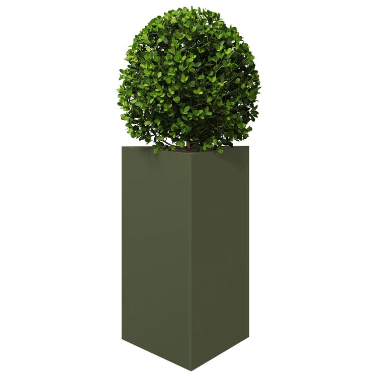 Vidaxl Planter triangle 50x43x75 cm en acier vert olive