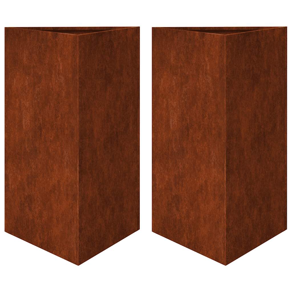 Vidaxl Planters 2 St Triangular 50x43x75 cm Acier météorologique