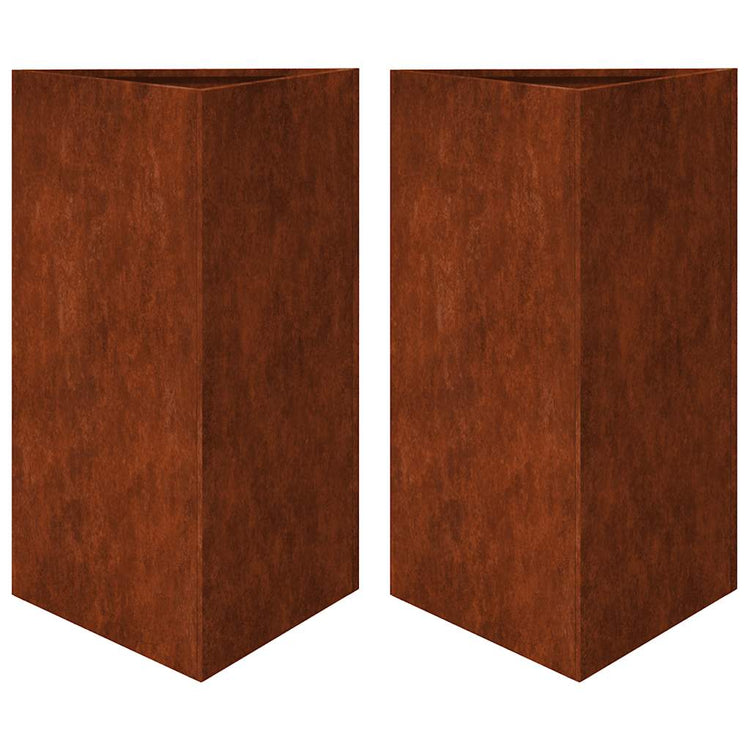 Vidaxl Planters 2 St Triangular 50x43x75 cm Acier météorologique