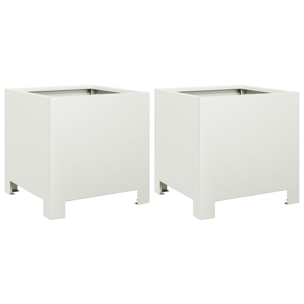 Vidaxl Planters 2 ST 30x30x30 cm en acier blanc