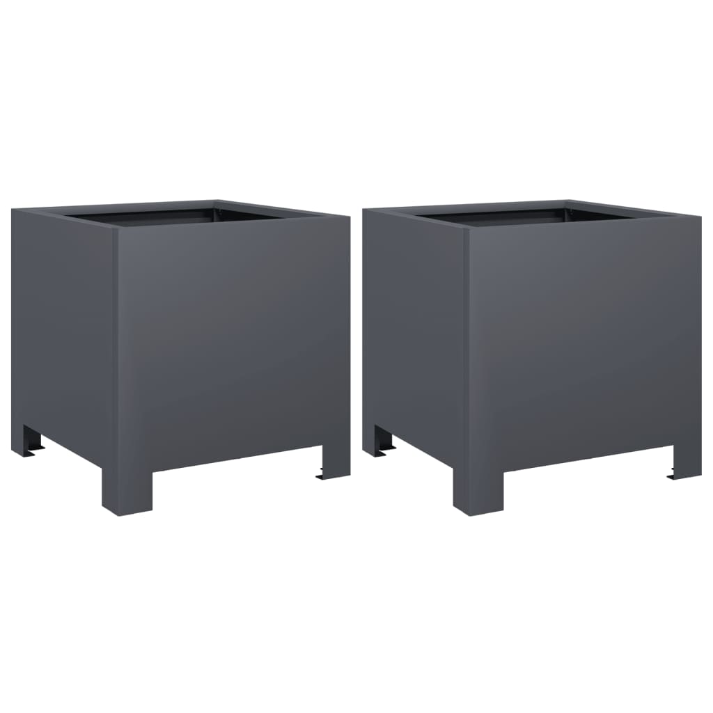 Vidaxl Planters 2 ST 30x30x30 cm Anthracite en acier -colore