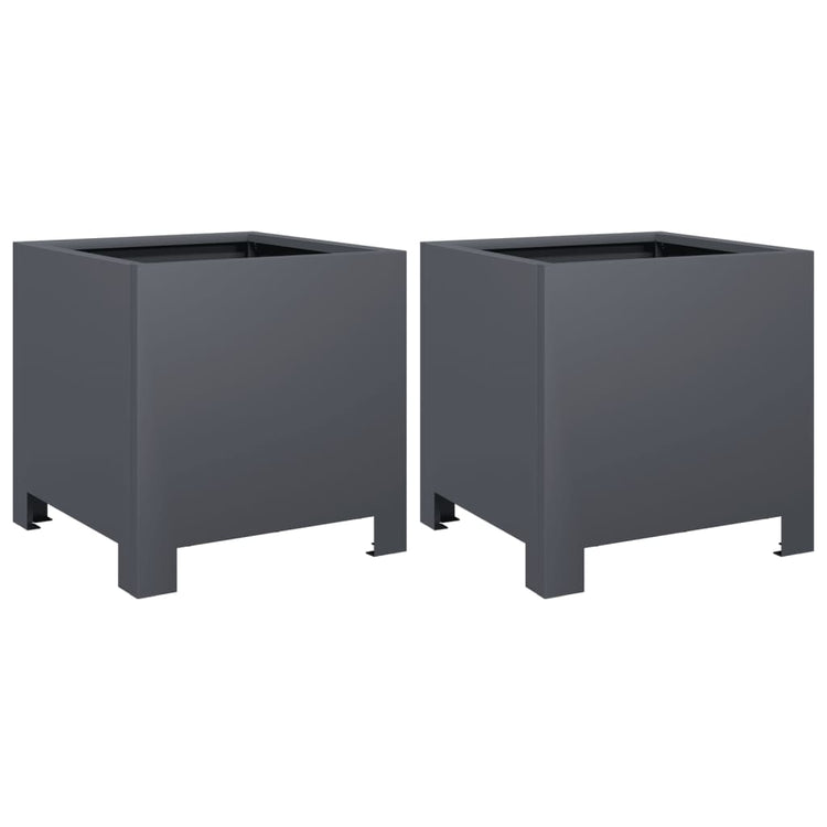 Vidaxl Planters 2 ST 30x30x30 cm Anthracite en acier -colore
